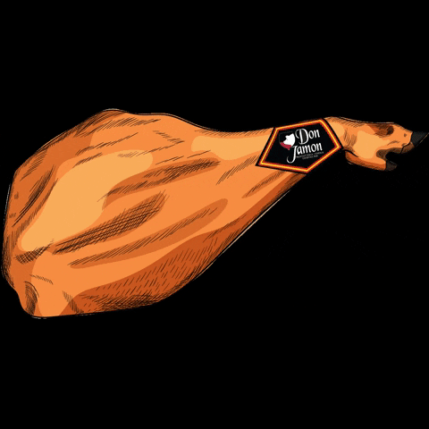 Ilustración de una pieza de jamón ibérico con su brida